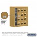 Salsbury Cell Phone Storage Locker - with Front Access Panel - 4 Door High Unit (8 Inch Deep Compartments) - 12 A Doors (11 usable) - Gold - Surface Mounted - Resettable Combination Locks